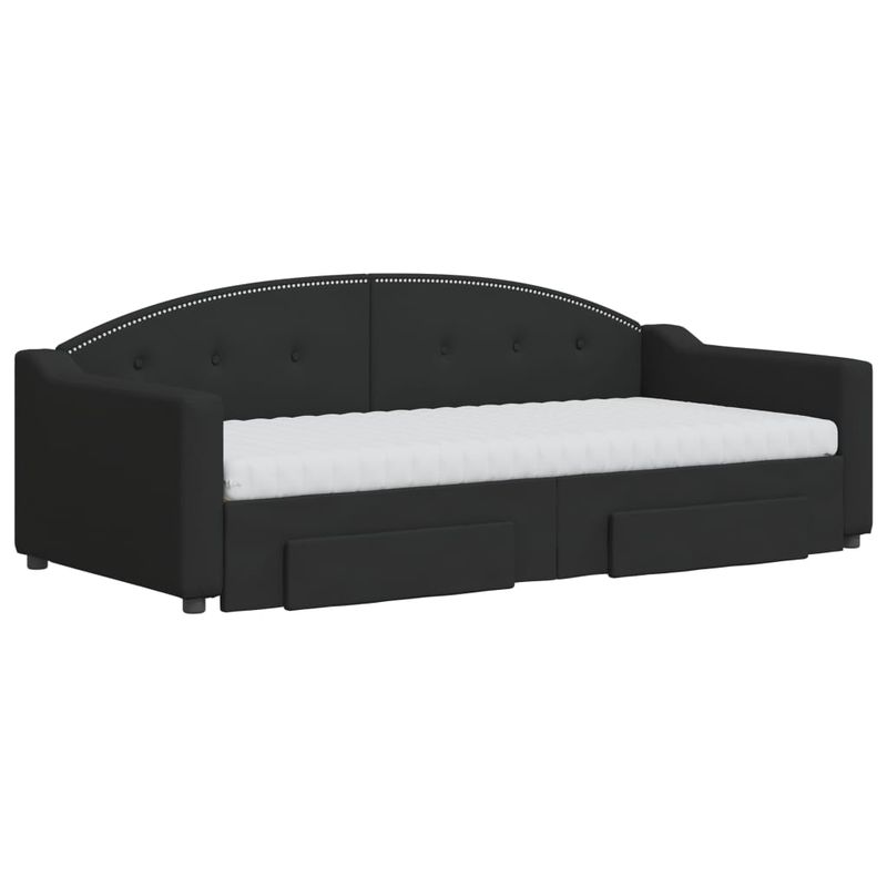 Casa si Gradina - Mobilier - Paturi si accesorii - Paturi - Pat de zi cu extensie si sertare, negru, 90x190cm, textil - Infinity.ro
