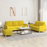 Casa si Gradina - Mobilier - Seturi de mobilier - Seturi living - Set de canapele cu perne, 3 piese, galben deschis, textil - Infinity.ro
