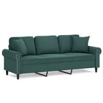 Casa si Gradina - Mobilier - Canapele si coltare - Canapele - Canapea cu 3 locuri cu pernute, verde inchis, 180 cm, catifea - Infinity.ro