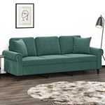 Casa si Gradina - Mobilier - Canapele si coltare - Canapele - Canapea cu 3 locuri cu pernute, verde inchis, 180 cm, catifea - Infinity.ro