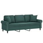 Casa si Gradina - Mobilier - Canapele si coltare - Canapele - Canapea cu 3 locuri cu pernute, verde inchis, 180 cm, catifea - Infinity.ro