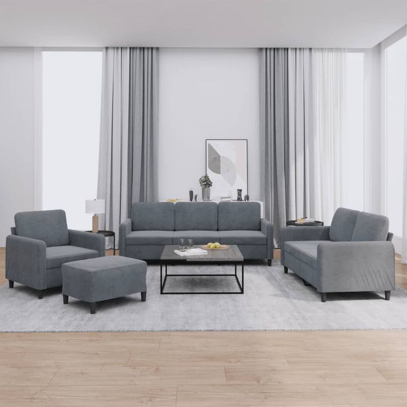 Casa si Gradina - Mobilier - Seturi de mobilier - Seturi living - Set de canapele, 4 piese, gri inchis, catifea - Infinity.ro