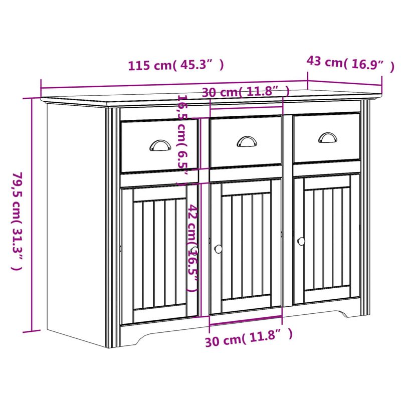 Casa si Gradina - Mobilier - Comode si corpuri - Corpuri bucatarie - Dulap inalt "BODO" alb & maro 115,5x43x200,5 cm lemn masiv pin - Infinity.ro