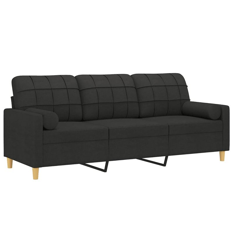 Casa si Gradina - Mobilier - Canapele si coltare - Canapele - Canapea cu 3 locuri cu pernute, negru, 180 cm, textil - Infinity.ro