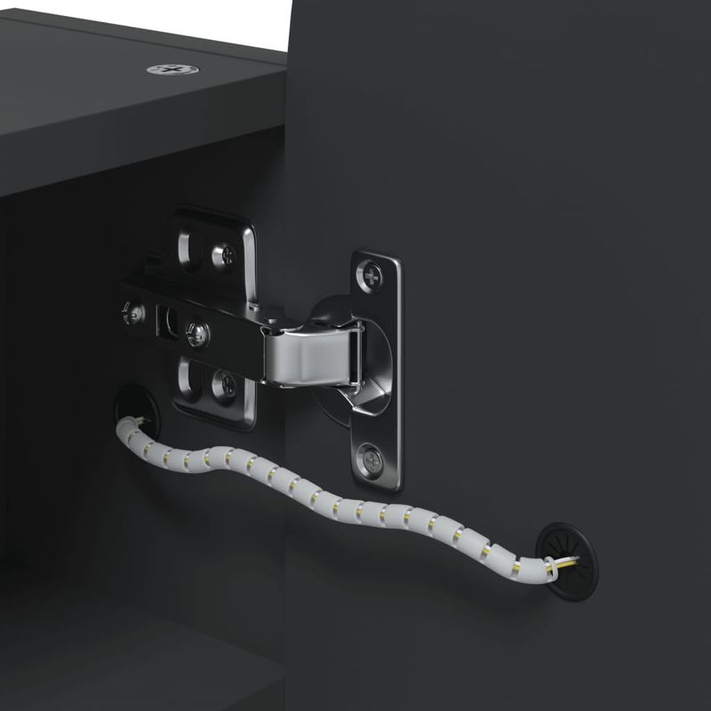 Casa si Gradina - Mobilier - Mobilier baie - Corpuri baie - Dulap cu oglinda de baie cu LED, negru, 42x13x70 cm, arcuit - Infinity.ro