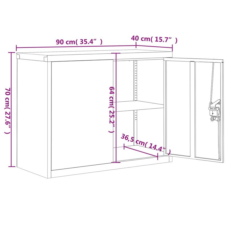 Casa si Gradina - Constructii - Depozitare, transport si protectie - Rafturi, fisete si vestiare - Fiset, gri deschis si gri inchis, 90x40x70 cm, otel - Infinity.ro