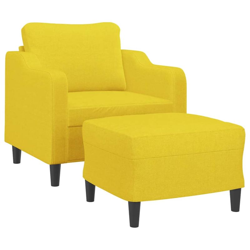 Casa si Gradina - Mobilier - Scaune si fotolii - Fotolii - Fotoliu canapea cu taburet, galben deschis, 60 cm, textil - Infinity.ro