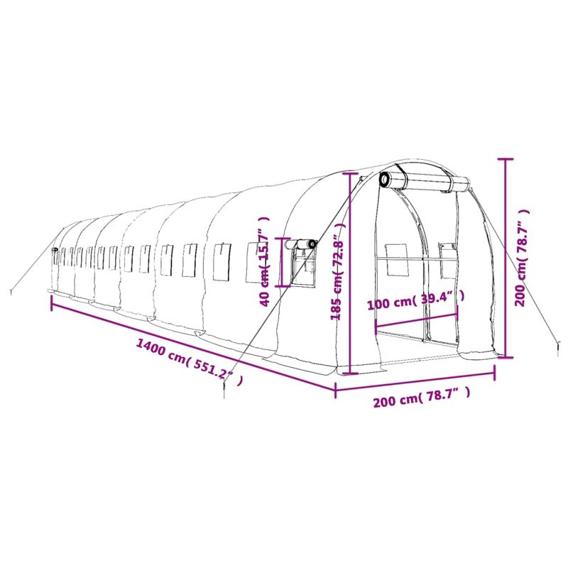 Casa si Gradina - Gradinarit si plante - Sere si solarii - Sera cu cadru din otel, alb, 28 m², 14x2x2 m - Infinity.ro