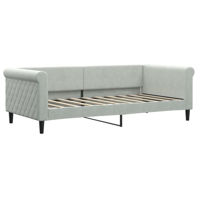 Casa si Gradina - Mobilier - Paturi si accesorii - Paturi - Pat de zi cu saltea, gri deschis, 90x190 cm, catifea - Infinity.ro