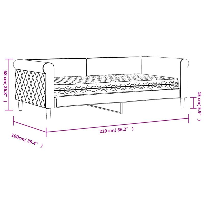 Casa si Gradina - Mobilier - Paturi si accesorii - Paturi - Pat de zi cu saltea, gri deschis, 90x190 cm, catifea - Infinity.ro