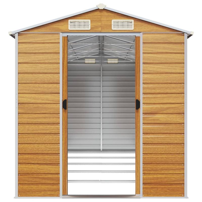 Casa si Gradina - Gradina si terasa - Casute de gradina - Sopron de gradina, maro deschis, 191x470x198 cm otel galvanizat - Infinity.ro