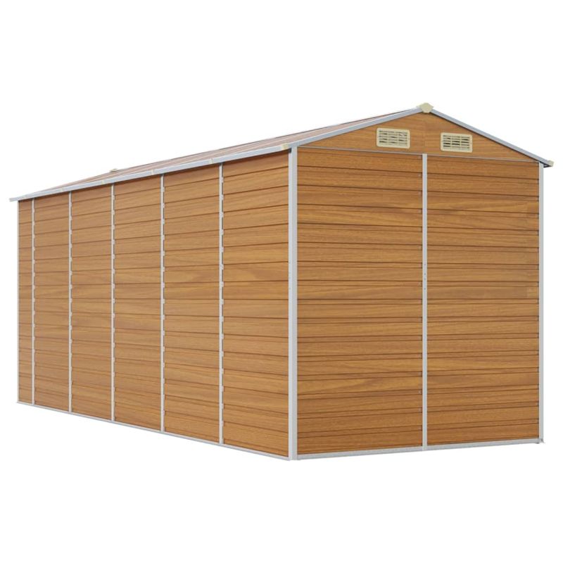 Casa si Gradina - Gradina si terasa - Casute de gradina - Sopron de gradina, maro deschis, 191x470x198 cm otel galvanizat - Infinity.ro