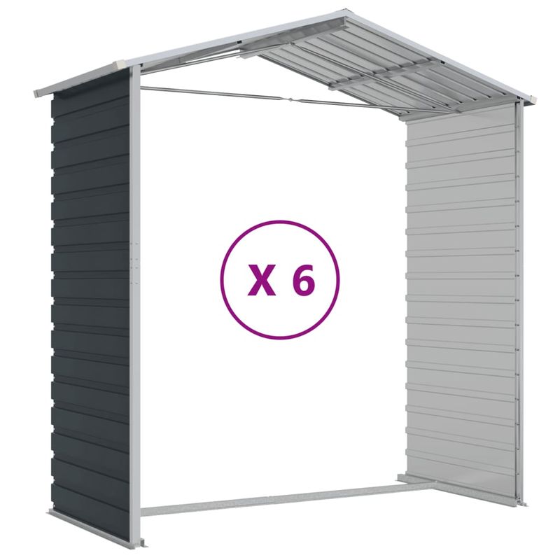 Casa si Gradina - Gradina si terasa - Casute de gradina - Sopron de gradina, antracit, 191x555x198 cm, otel galvanizat - Infinity.ro