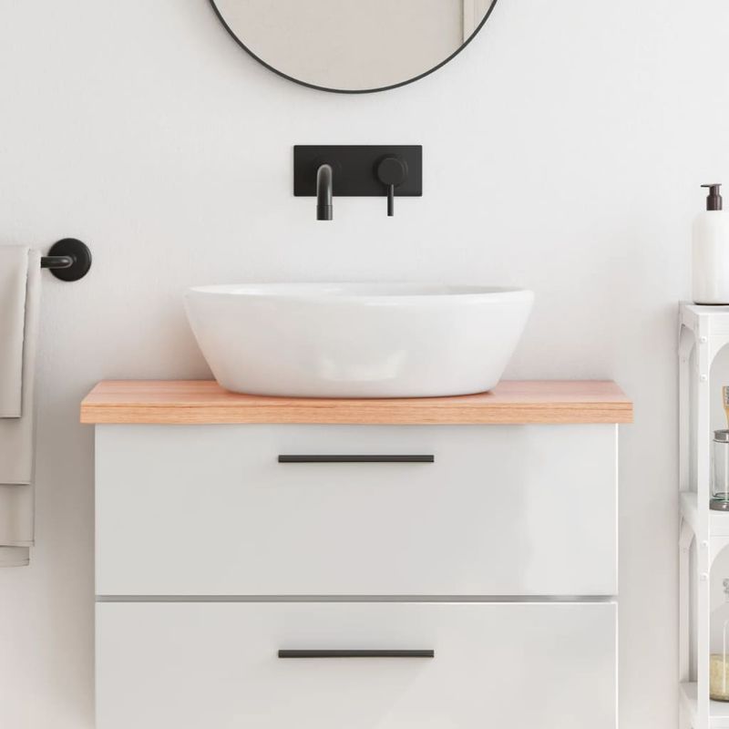 Casa si Gradina - Mobilier - Mobilier baie - Blaturi baie - Blat de baie, maro deschis, 80x30x(2-4) cm, lemn masiv tratat - Infinity.ro