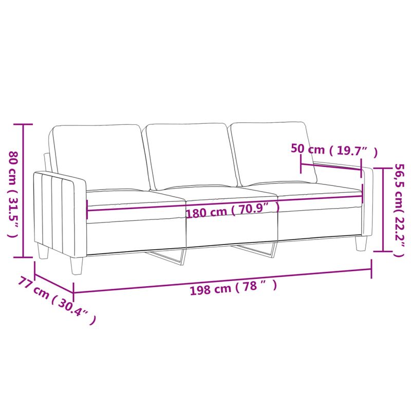 Casa si Gradina - Mobilier - Canapele si coltare - Canapele - Canapea cu 3 locuri, gri inchis, 180 cm, material textil - Infinity.ro