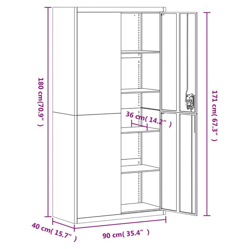 Casa si Gradina - Constructii - Depozitare, transport si protectie - Rafturi, fisete si vestiare - Fiset, alb, 90x40x180 cm, otel - Infinity.ro