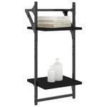 Casa si Gradina - Mobilier - Biblioteci si rafturi - Rafturi - Rafturi perete cu 2 niveluri/bare 2 buc negru 30x25x65 cm - Infinity.ro