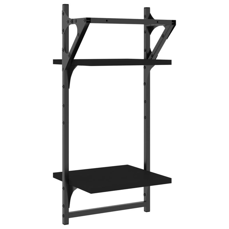 Casa si Gradina - Mobilier - Biblioteci si rafturi - Rafturi - Rafturi perete cu 2 niveluri/bare 2 buc negru 30x25x65 cm - Infinity.ro