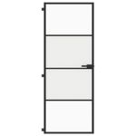 Casa si Gradina - Constructii - Usi interior, exterior si garaj - Usi garaj - Usa de interior negru 76x201,5 cm sticla securiz./aluminiu slim, negru și transparent și mat, model 3 bare orizontale - Infinity.ro