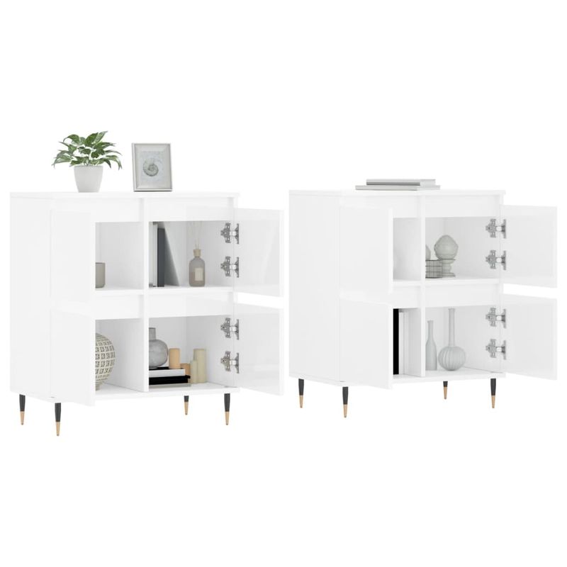 Casa si Gradina - Mobilier - Comode si corpuri - Comode - Servante, 2 piese, alb extralucios, lemn prelucrat - Infinity.ro