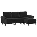 Casa si Gradina - Mobilier - Canapele si coltare - Canapele - Canapea cu 3 locuri si taburet, negru, 180 cm, catifea - Infinity.ro