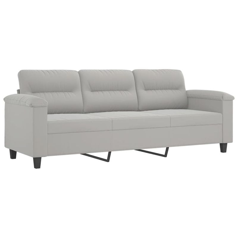Casa si Gradina - Mobilier - Seturi de mobilier - Seturi living - Set de canapele cu perne, 3 piese, gri deschis, microfibra - Infinity.ro