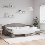 Casa si Gradina - Mobilier - Paturi si accesorii - Paturi - Pat de zi cu extensie si saltele, gri taupe, 80x200 cm, textil - Infinity.ro