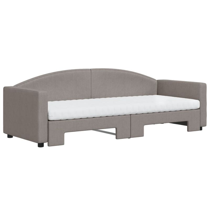 Casa si Gradina - Mobilier - Paturi si accesorii - Paturi - Pat de zi cu extensie si saltele, gri taupe, 80x200 cm, textil - Infinity.ro