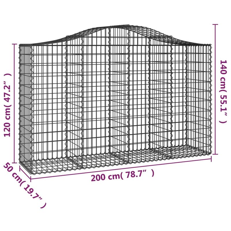 Casa si Gradina - Gradinarit si plante - Plante si ghivece - Ghivece si suporturi - Cosuri gabion arcuite 40 buc, 200x50x120/140cm, fier galvanizat - Infinity.ro