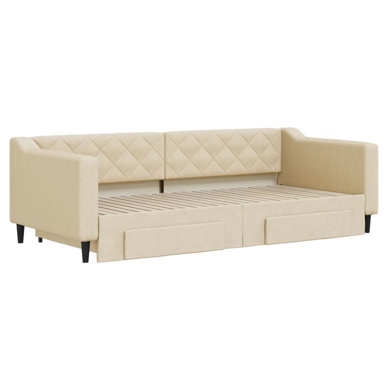 Casa si Gradina - Mobilier - Paturi si accesorii - Paturi - Pat de zi cu extensie si sertare, crem, 90x200 cm, textil - Infinity.ro