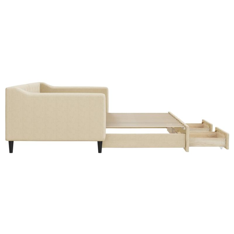 Casa si Gradina - Mobilier - Paturi si accesorii - Paturi - Pat de zi cu extensie si sertare, crem, 90x200 cm, textil - Infinity.ro