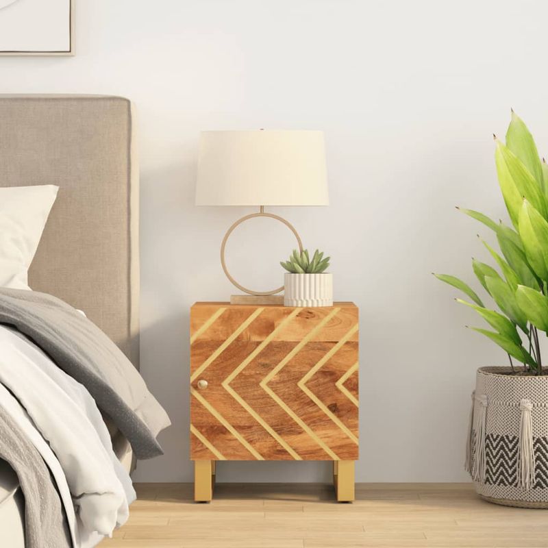 Casa si Gradina - Mobilier - Comode si corpuri - Noptiere - Noptiera, maro si negru, lemn masiv de mango - Infinity.ro