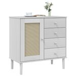 Casa si Gradina - Mobilier - Comode si corpuri - Comode - Servanta SENJA, aspect ratan alb, 80x40x80 cm, lemn masiv pin - Infinity.ro