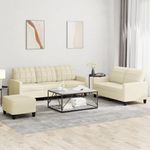 Casa si Gradina - Mobilier - Seturi de mobilier - Seturi living - Set de canapele cu perne, 3 piese, crem, piele ecologica - Infinity.ro
