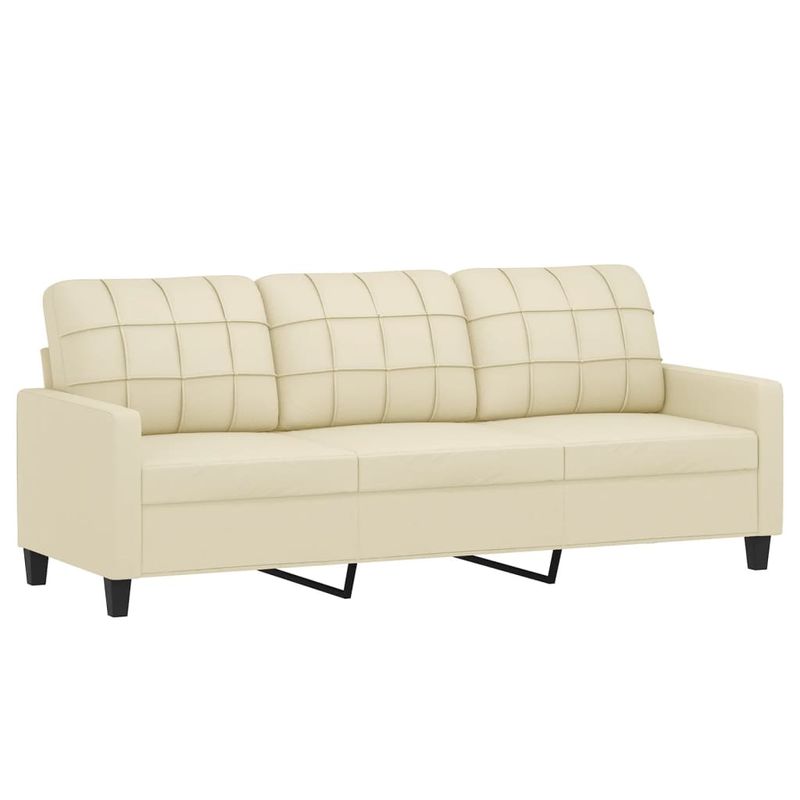 Casa si Gradina - Mobilier - Seturi de mobilier - Seturi living - Set de canapele cu perne, 3 piese, crem, piele ecologica - Infinity.ro