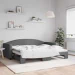 Casa si Gradina - Mobilier - Paturi si accesorii - Paturi - Pat de zi cu extensie, gri inchis, 90x200 cm, textil - Infinity.ro