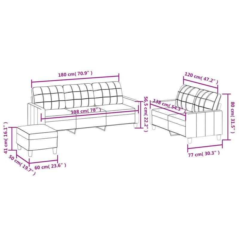 Casa si Gradina - Mobilier - Seturi de mobilier - Seturi living - Set de canapele cu perne, 3 piese, crem, piele ecologica - Infinity.ro