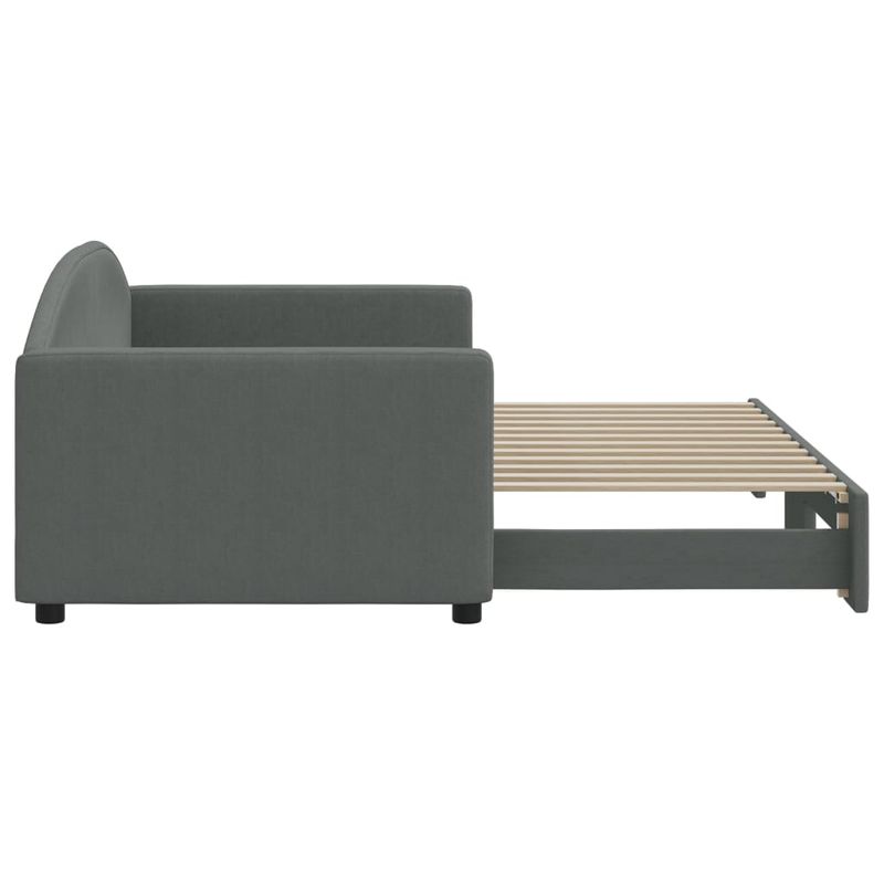 Casa si Gradina - Mobilier - Paturi si accesorii - Paturi - Pat de zi cu extensie, gri inchis, 90x200 cm, textil - Infinity.ro