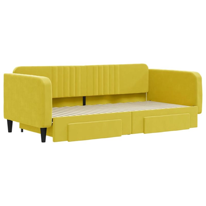 Casa si Gradina - Mobilier - Paturi si accesorii - Paturi - Pat de zi cu extensie si sertare, galben, 100x200 cm, catifea - Infinity.ro