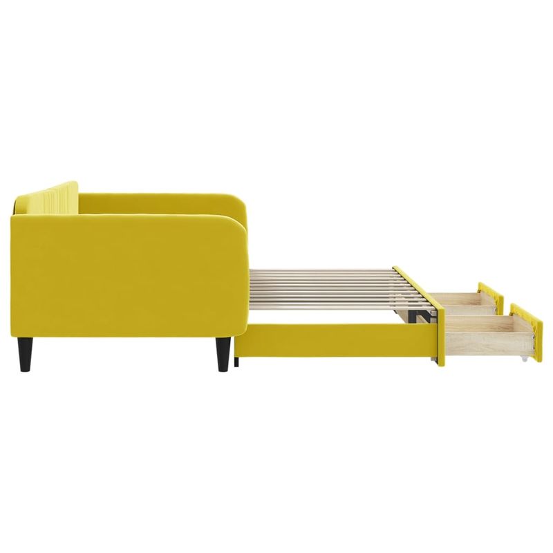 Casa si Gradina - Mobilier - Paturi si accesorii - Paturi - Pat de zi cu extensie si sertare, galben, 100x200 cm, catifea - Infinity.ro
