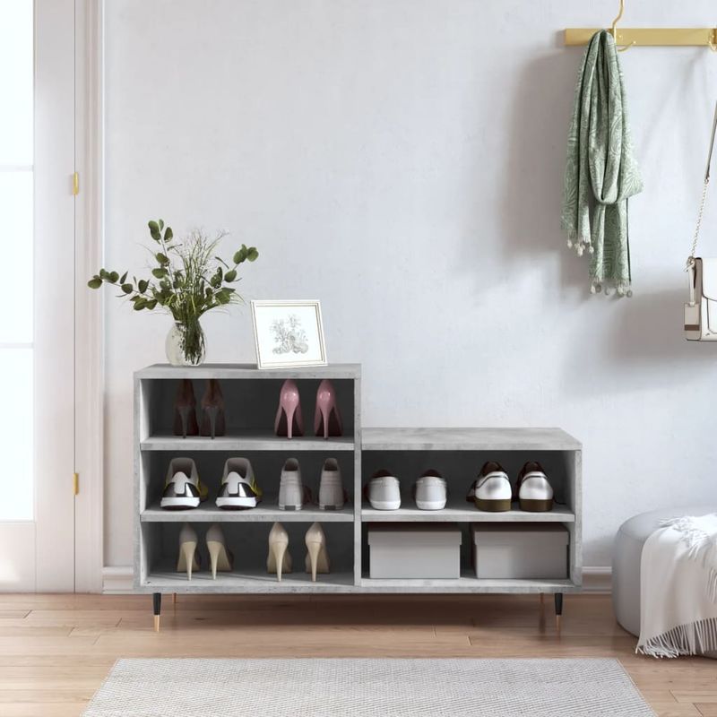 Casa si Gradina - Mobilier - Organizare si depozitare - Organizator incaltaminte - Pantofar, gri beton, 102x36x60 cm, lemn prelucrat - Infinity.ro
