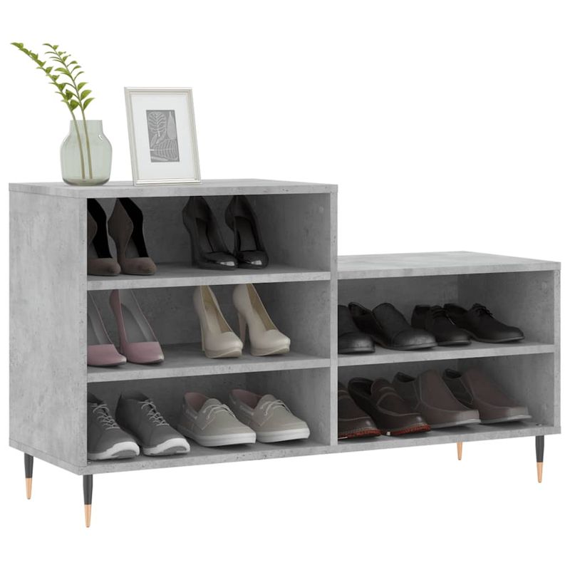 Casa si Gradina - Mobilier - Organizare si depozitare - Organizator incaltaminte - Pantofar, gri beton, 102x36x60 cm, lemn prelucrat - Infinity.ro