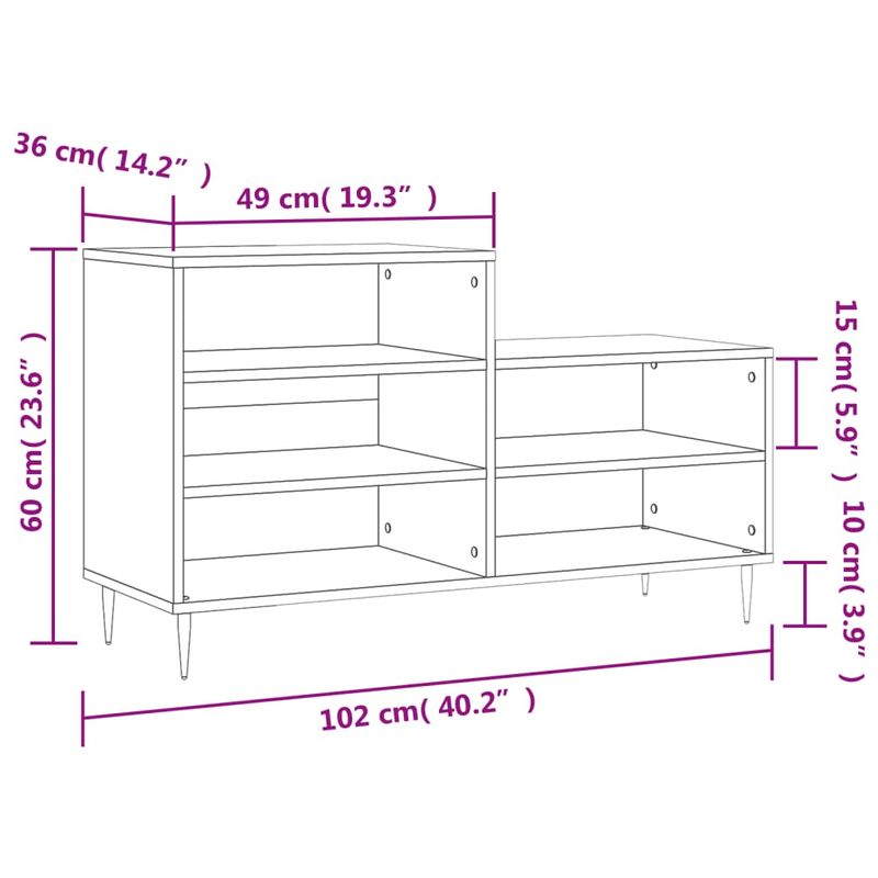 Casa si Gradina - Mobilier - Organizare si depozitare - Organizator incaltaminte - Pantofar, gri beton, 102x36x60 cm, lemn prelucrat - Infinity.ro