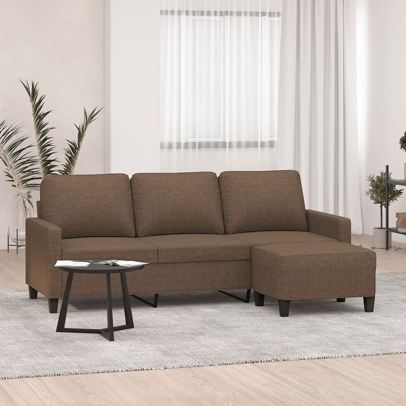 Casa si Gradina - Mobilier - Canapele si coltare - Canapele - Canapea cu 3 locuri cu taburet, maro, 180 cm, material textil - Infinity.ro