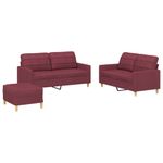 Casa si Gradina - Mobilier - Seturi de mobilier - Seturi living - Set canapea cu perne, 3 piese, rosu vin, material textil - Infinity.ro