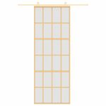 Casa si Gradina - Constructii - Usi interior, exterior si garaj - Usi garaj - Usa glisanta, auriu, 76x205 cm, sticla ESG mata si aluminiu - Infinity.ro