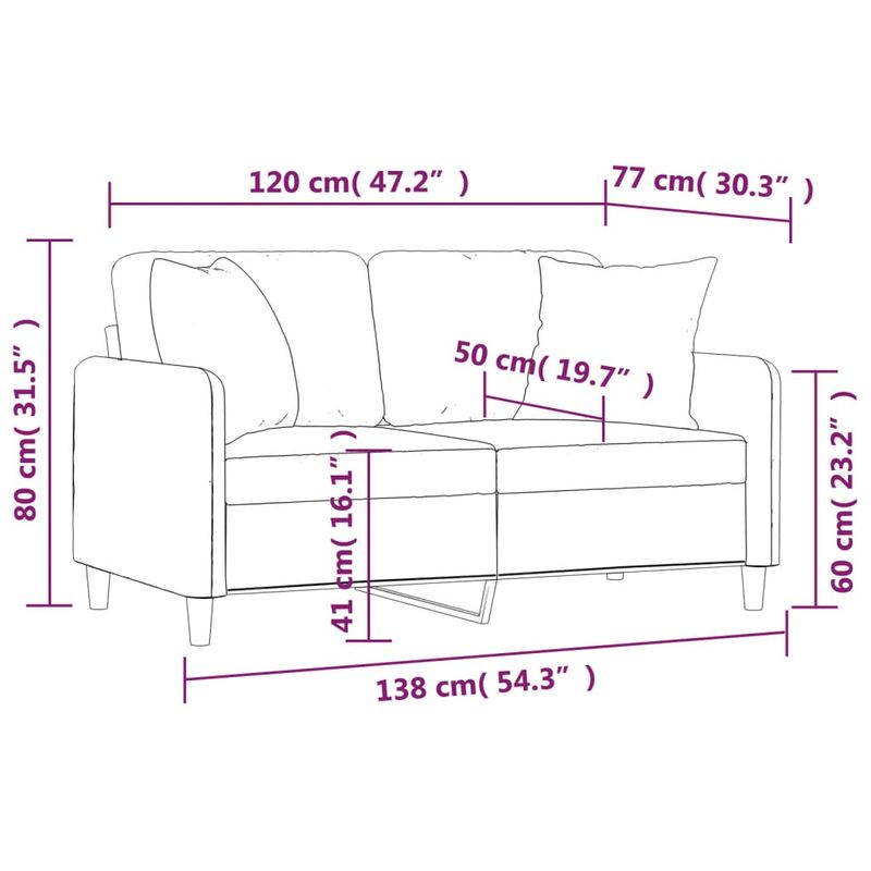 Casa si Gradina - Mobilier - Canapele si coltare - Canapele - Canapea cu 2 locuri cu pernute, gri deschis, 120 cm, textil - Infinity.ro