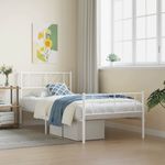 Casa si Gradina - Mobilier - Paturi si accesorii - Paturi - Cadru de pat metalic cu tablie de cap/picioare, alb, 90x200 cm - Infinity.ro