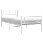 Casa si Gradina - Mobilier - Paturi si accesorii - Paturi - Cadru de pat metalic cu tablie de cap/picioare, alb, 90x200 cm - Infinity.ro