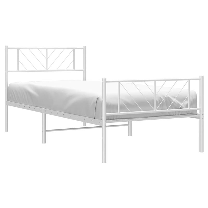 Casa si Gradina - Mobilier - Paturi si accesorii - Paturi - Cadru de pat metalic cu tablie de cap/picioare, alb, 90x200 cm - Infinity.ro